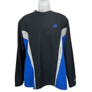 Vintage Y2K Nike Men’s Large Long Sleeve‎ Athletic Shirt Black Blue Gray
